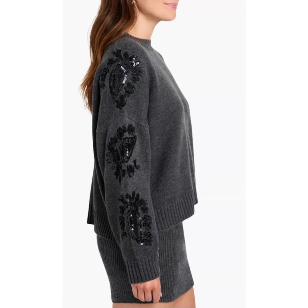 Splendid Sweater with Black Floral Accents